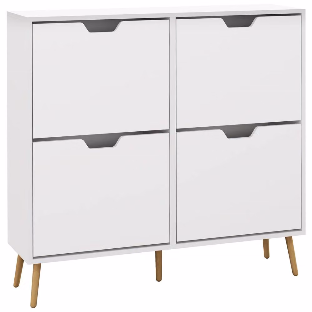 Wyld Haus Toyo White Shoe Cabinet with 4 Tilting Compartments for up to 16 Pairs – 1