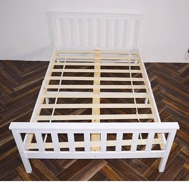 SPETLEK Single Bed with Solid Pine Frame in White, 90 x 190 cm