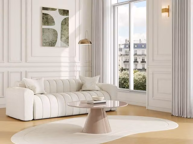 DINEGA Vente-unique Metal Coffee Table in Glossy Beige