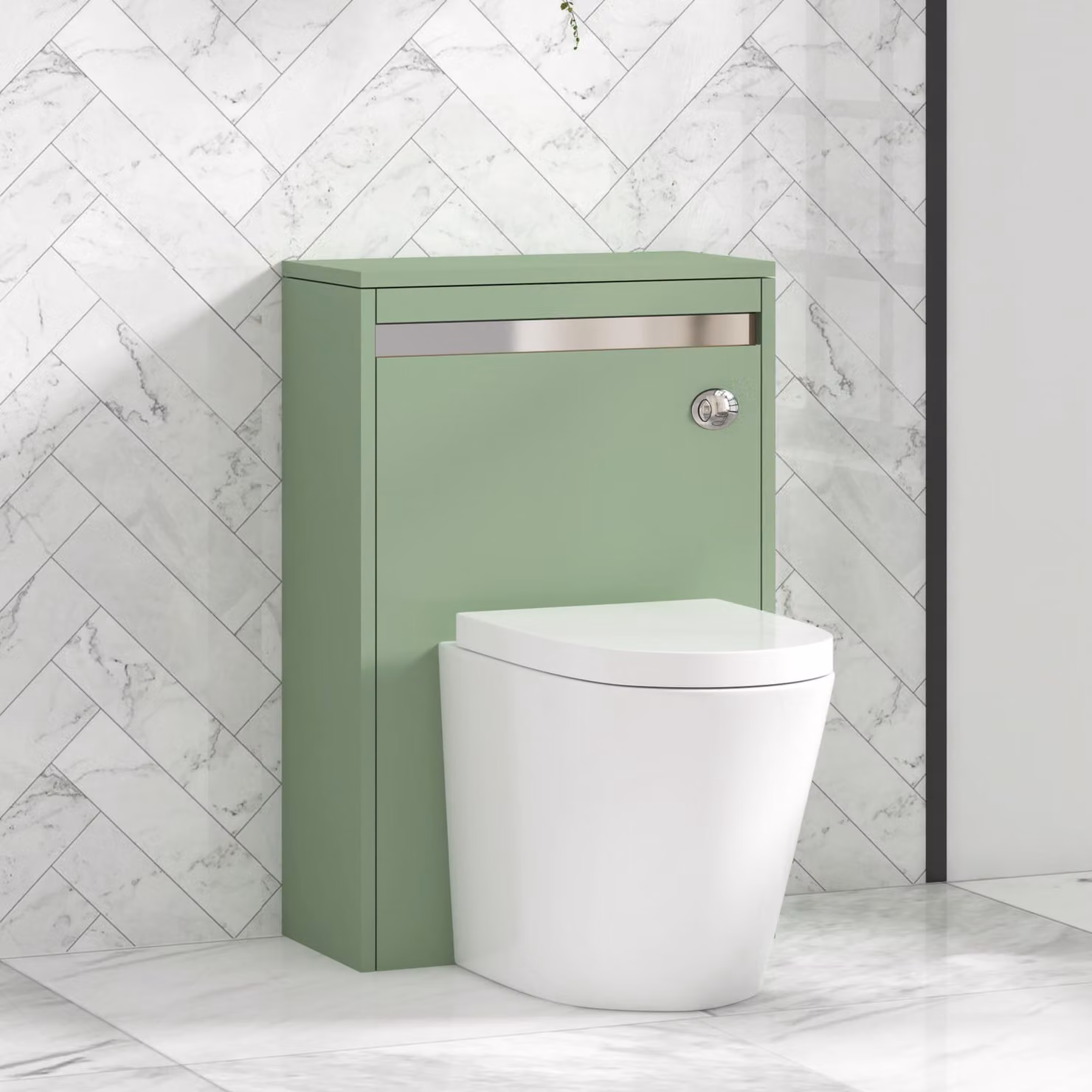 Royal Bathrooms Orion 540mm Mint Sage Green WC Toilet Unit with Chrome Accent Trim