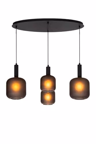 Lucide Eloise Dimmable Adjustable Modern Pendant Light in Black with Transparent Glass