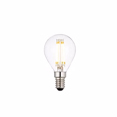 Loops Dimmable LED Filament Lamp Bulb, 4W, E14, Drop Shape, Transparent Glass, 2700K Warm White, 420 Lumen