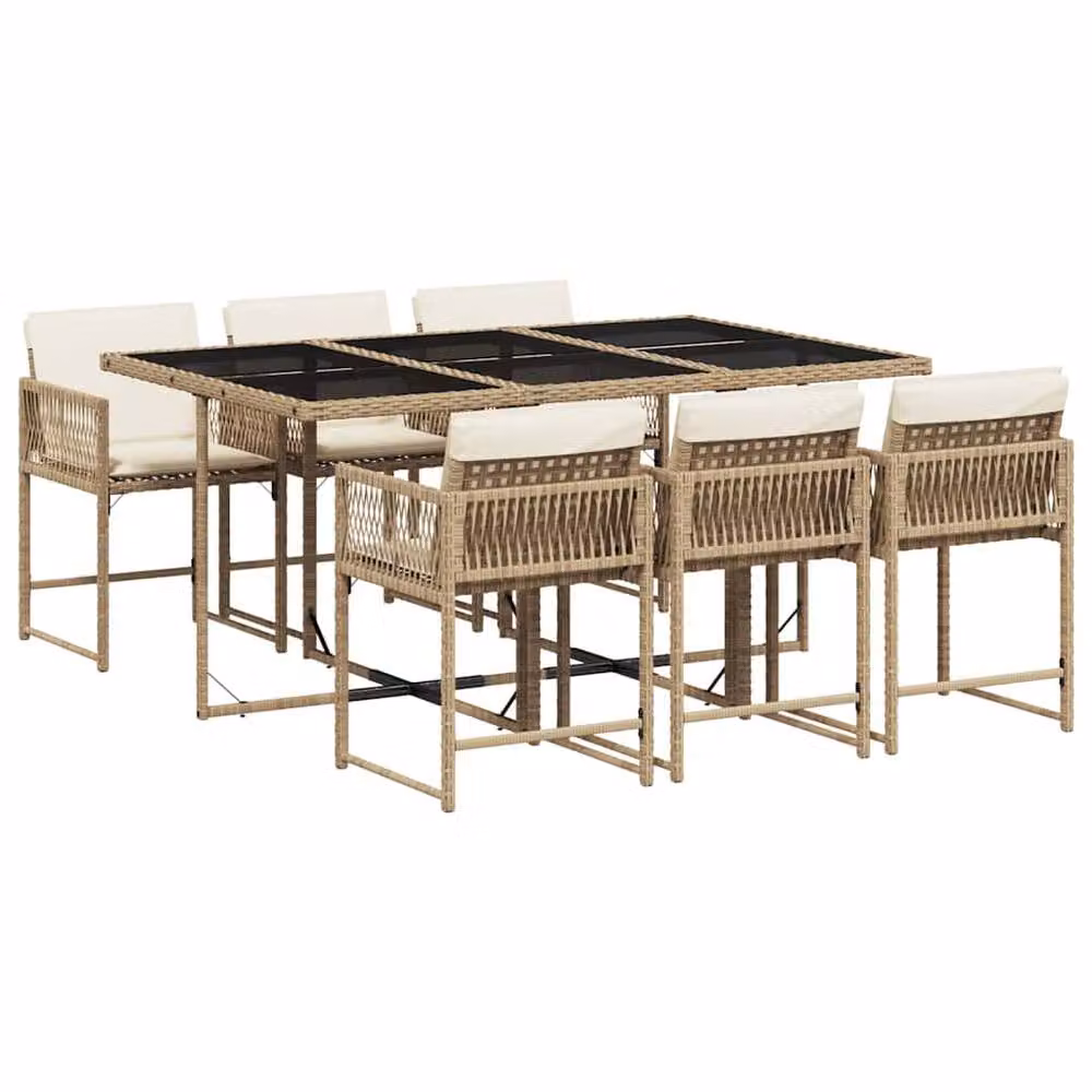 Berkfield Home Garden Dining Set in Beige, Black and White – 2