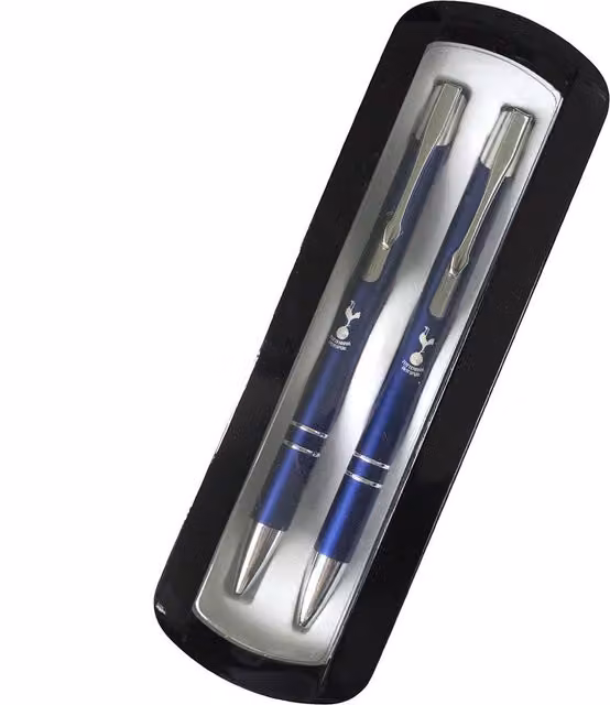 Tottenham Hotspur FC Crest Metal Ballpoint Pen and Pencil Set in Blue and Silver