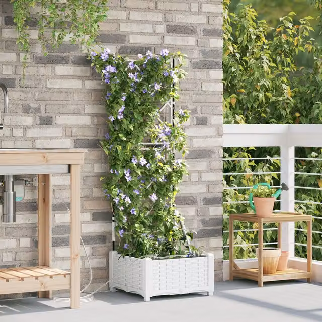 Berkfield Home Garden Planters with Water Irrigation System, White