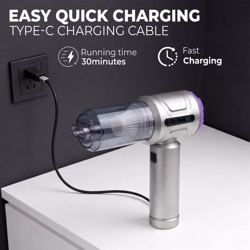 EONLION Cordless Handheld Car Vacuum Cleaner with Blow Function in Silver – 4