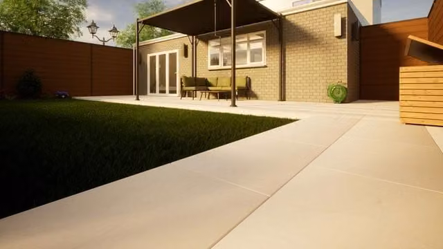 PBSL Group Harvest Smooth Sandstone Paving, Beige, W: 900 mm, D: 600 mm, H: 25 mm