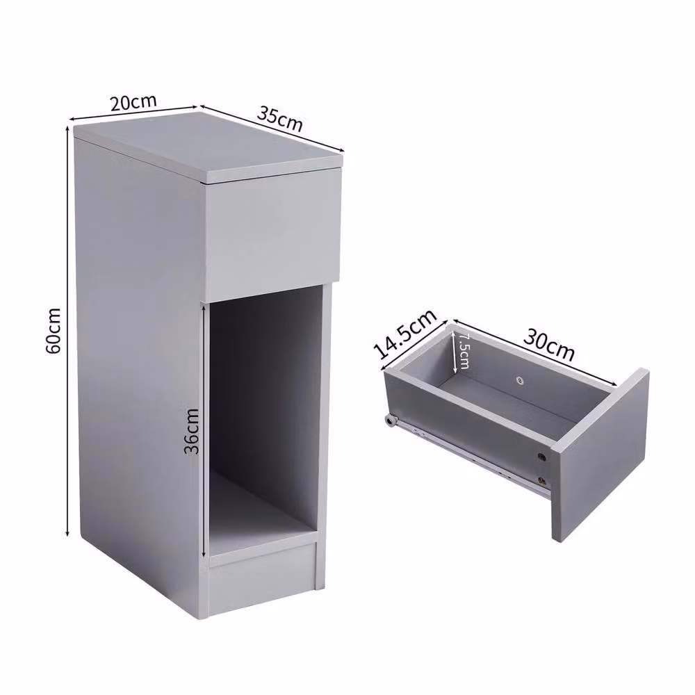 KORVIXA Modern Set of 2 Grey and White Glossy Bedside Tables – 2