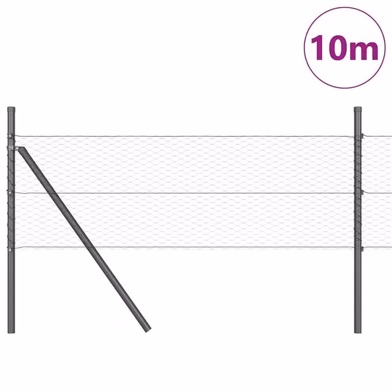 Berkfield Home Grey Steel Hexagon Fence, W: 0.5 m, L: 10 m