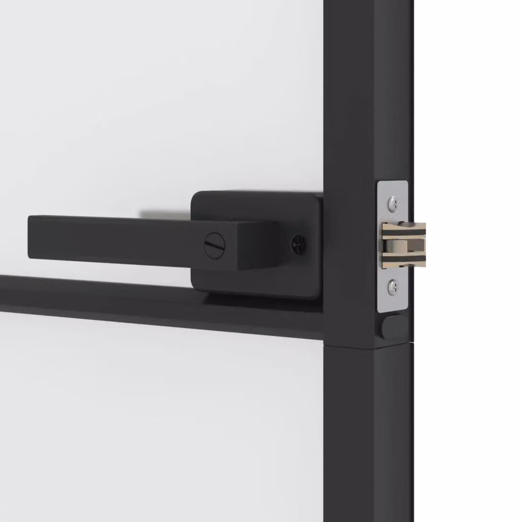 Berkfield Home Slim Interior Door in Black with Transparent Tempered Glass and Aluminium, W: 76 cm, H: 201.5 cm – 2