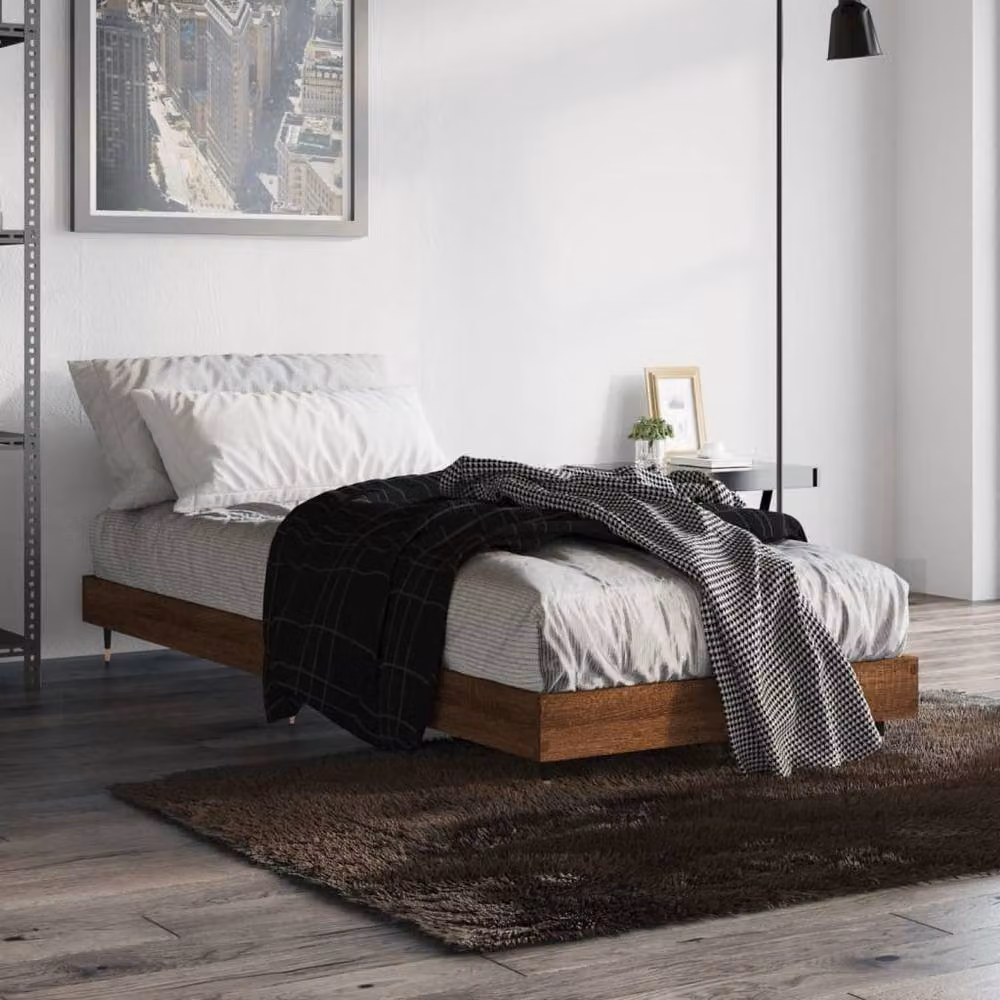 Berkfield Home Durable Small Single Bed Frame in Brown Oak, W/D/H: 190 x 78 x 20 cm – 2