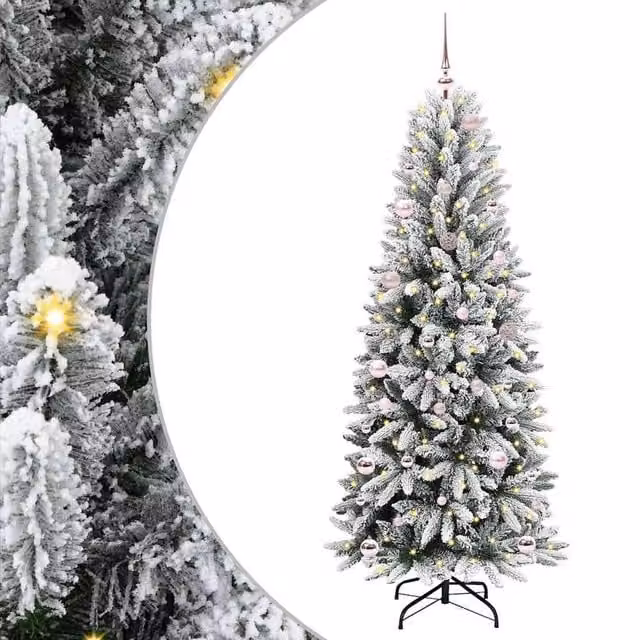 Berkfield Home Artificial Green Christmas Tree with 150 White LEDs, H x W x D: 150 x 63 x 63 cm – 1