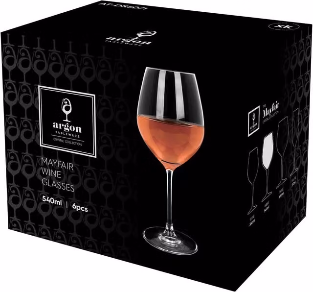 Argon Tableware Mayfair Lead-Free Crystal Wine Glasses, Transparent, 540ml, Pack of 24 – 1