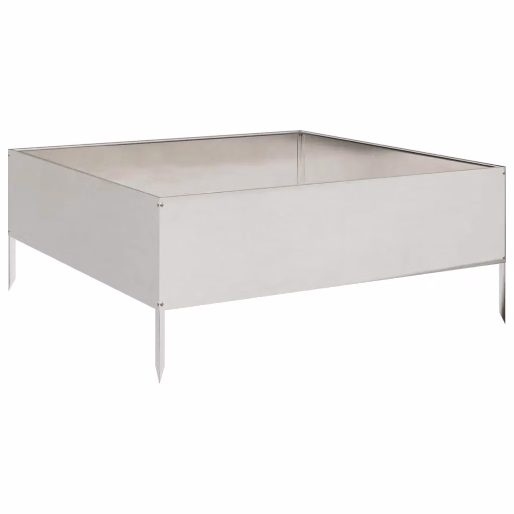 Berkfield Home Garden Stainless Steel Raised Bed in Silver, W/D/H: 100 x 100 x 25 cm – 2