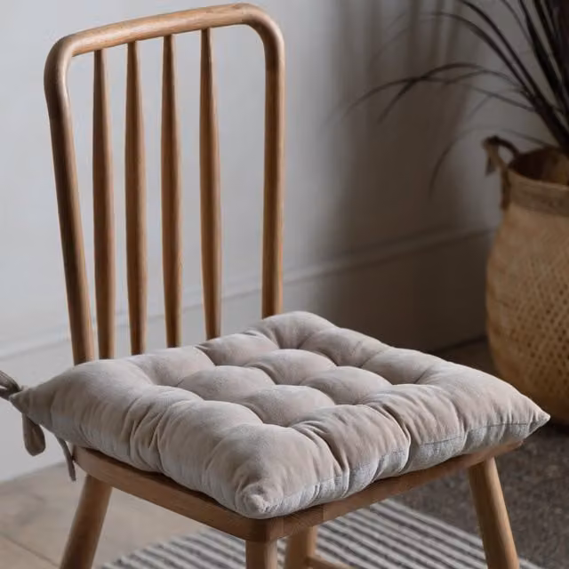 Terrys Reversible Square Velvet, Linen and Cotton Seatpad, Beige, W/D/H: 43 x 43 x 1 cm