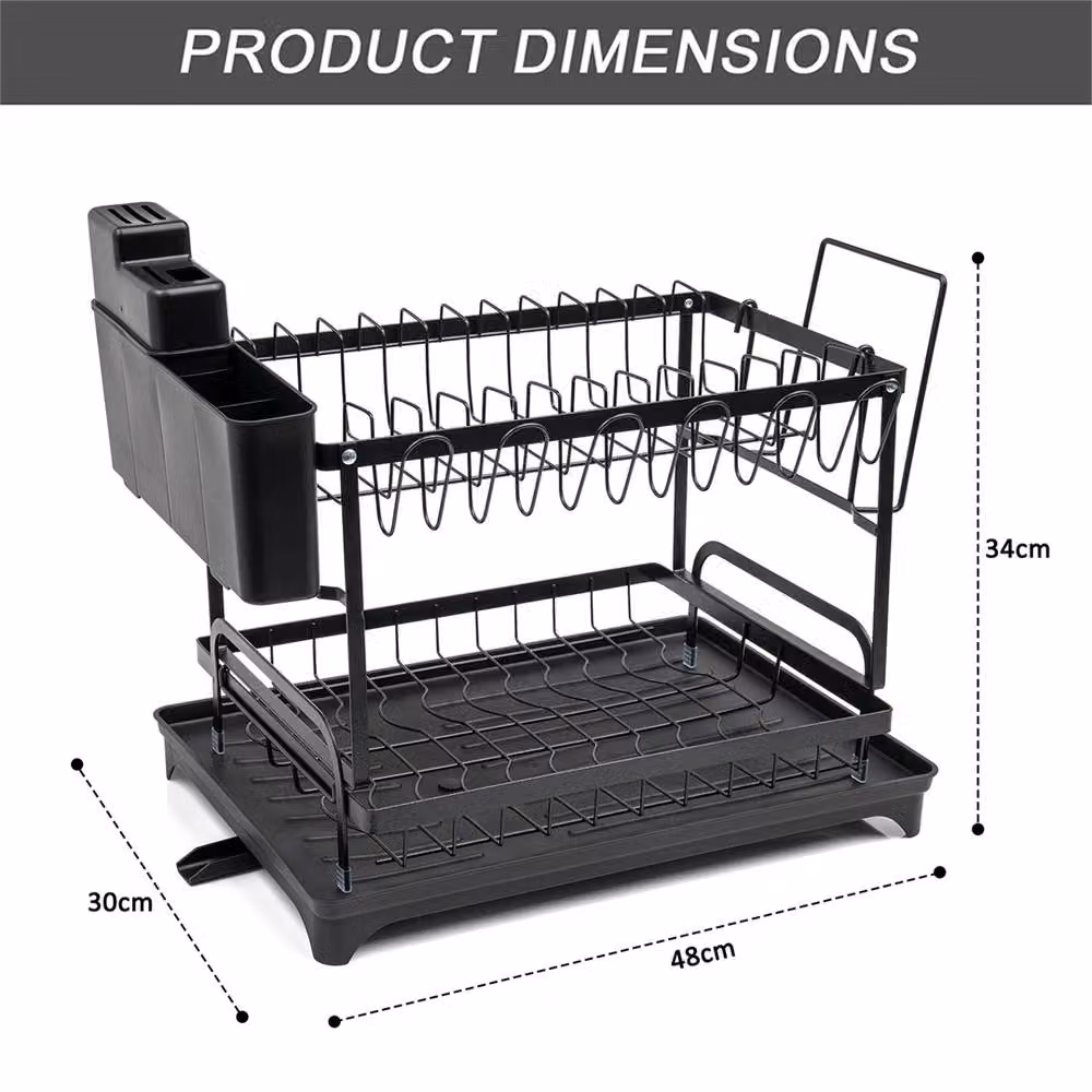 Nordara 2 Tier Black Metal Cutlery Holder and Drip Tray Rack – 2