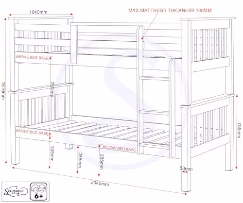 Seconique Neptune 3ft Single Bunk Bed Frame in Grey and Oak Effect – 3