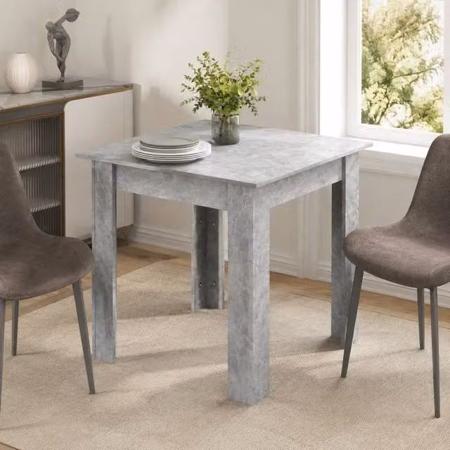 STILVORA Square Dining Table in Grey with Faux Cement Effect – 1