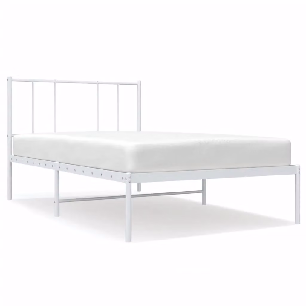 Berkfield Home Metal Bed Frame with Headboard, White, W/D/H: 100 x 200 cm – 2