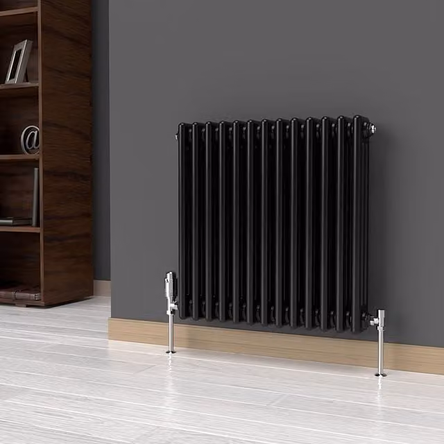 Lux Heat Horizontal Column Radiator in Black, W/H: 60.5 x 60.0 cm
