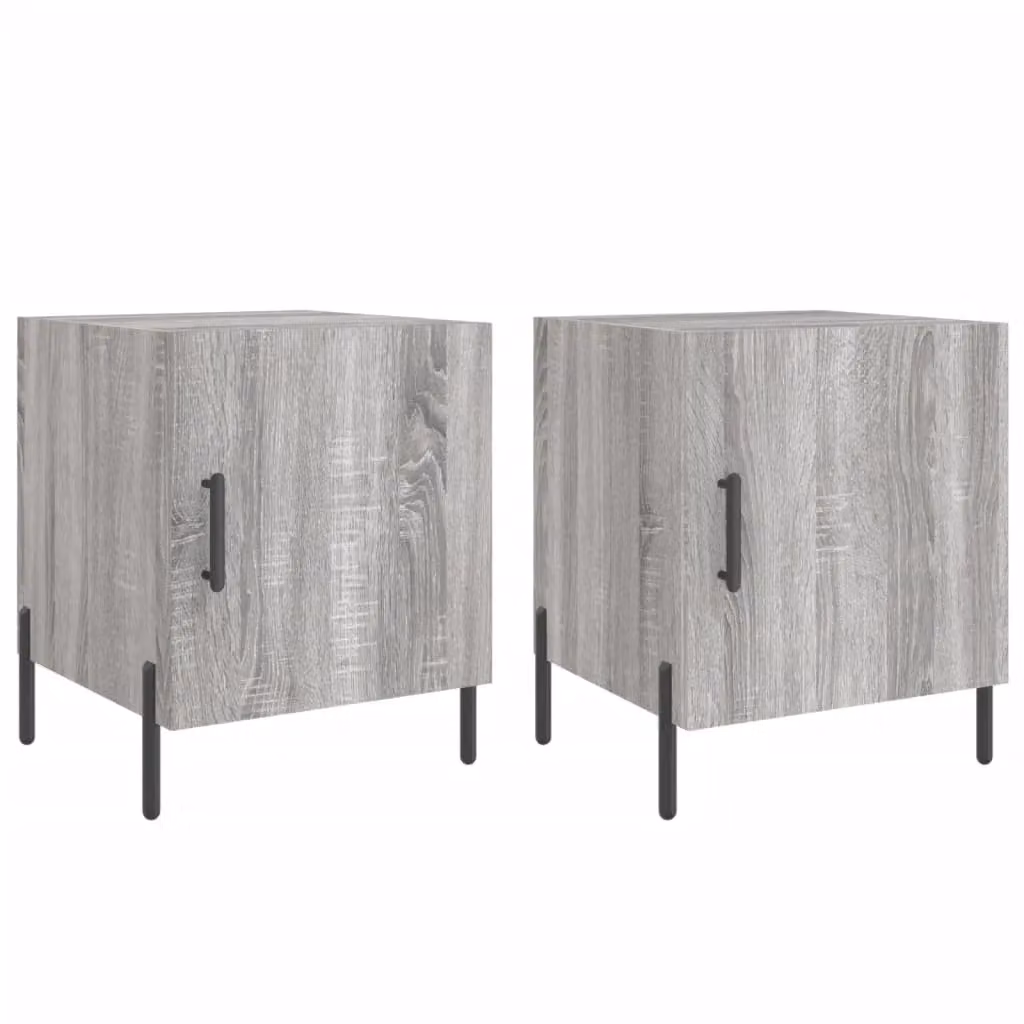 Berkfield Home Set of 2 Grey Sonoma Bedside Cabinets in Engineered Wood W/D/H: 40 x 40 x 50 cm