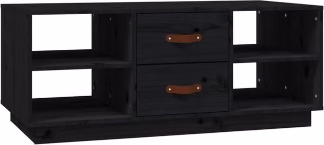 Berkfield Home Black Rustic Solid Pine Coffee Table W/D/H: 100 x 50 x 41 cm