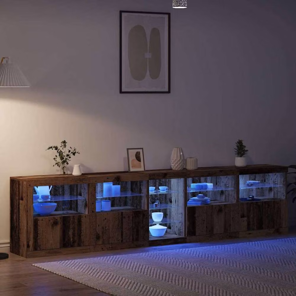 Berkfield Home Rustic Brown Sideboard with Integrated LED Lights, W: 283 cm, D: 37 cm, H: 67 cm – 5