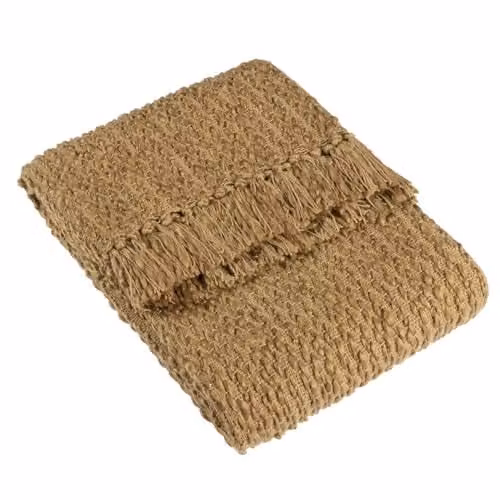 HOEM Morni Woven Fringed Throw in Green, W/D/H: 130 x 180 cm – 1
