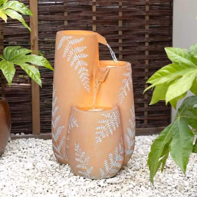 Primrose Carron Cascading Ceramic Tabletop Vase Water Feature in Orange