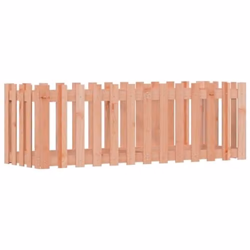 vidaXL Brown Douglas Fir Solid Wood Garden Raised Bed with Fence Design W: 150 cm, D: 50 cm, H: 50 cm