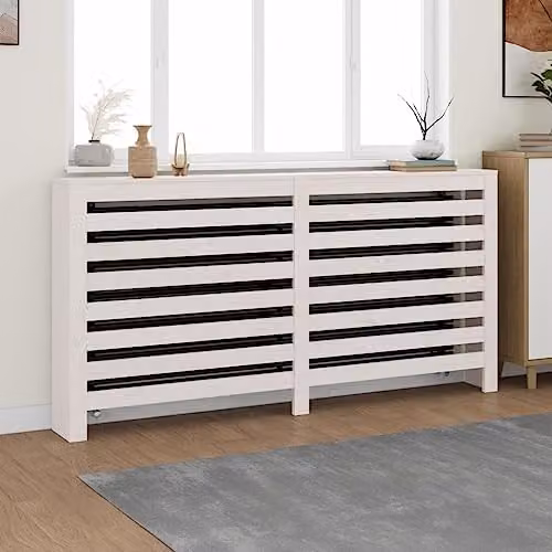 vidaXL White Lacquered Pine Radiator Cover W/D/H: 169 x 19 x 84 cm – 2
