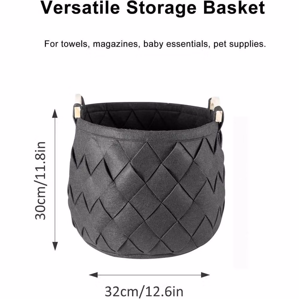 EONLION Collapsible Felt Storage Basket with Handles in Anthracite Grey, W: 50 cm x D: 30 cm x H: 50 cm – 2