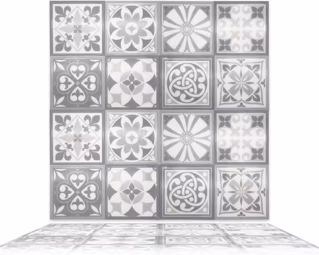 WALPLUS 32 Pack Glossy Grey 3D Tile Stickers, W: 15.4 cm, H: 15.4 cm, D: 31.5 cm