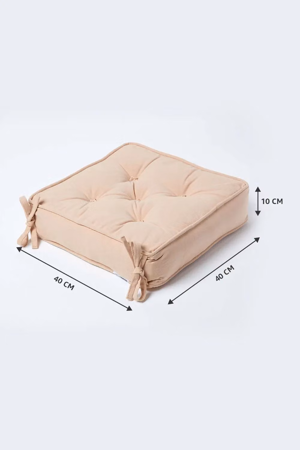 Homescapes Beige Cotton Dining Chair Booster Cushion, 40 x 40 x 10 cm – 2