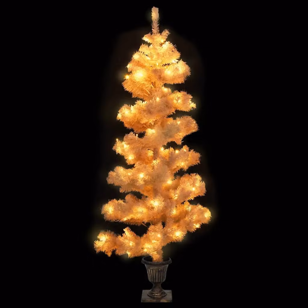 Berkfield Home Swirl Pre-lit White Tabletop Christmas Tree with Pot, Height: 120 cm – 2