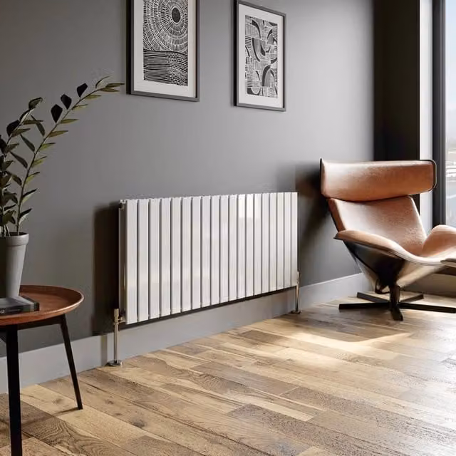 Temprazo Vertical Double Flat Panel Designer Radiator in White, H: 180 cm, W: 30 cm, D: 6.6 cm