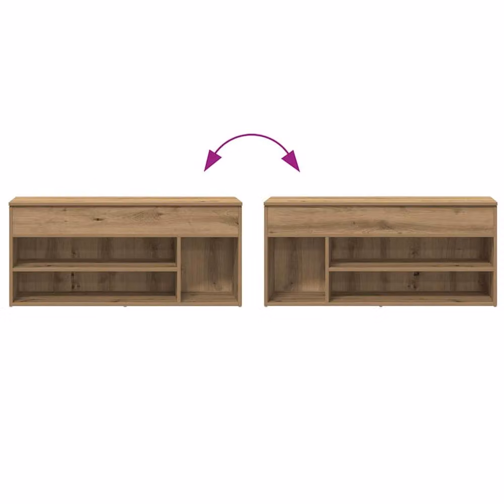 Berkfield Home Artisan Oak Shoe Bench in Brown, W/D/H: 102 x 30.5 x 45 cm – 3