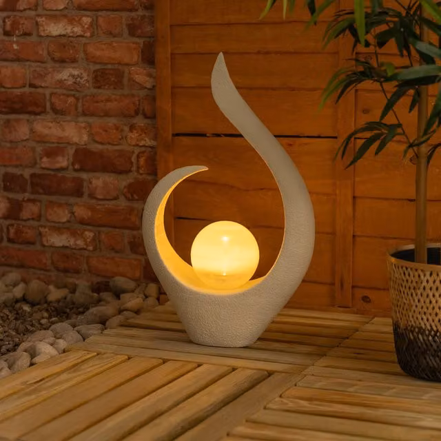 ValueLights Solar Powered Abstract Garden Ornament in White