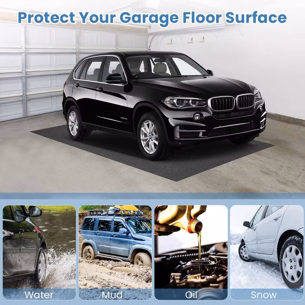 Costway Absorbent Oil Spill Garage Floor Parking Mat, Grey, W: 180 cm, D: 150 cm – 7