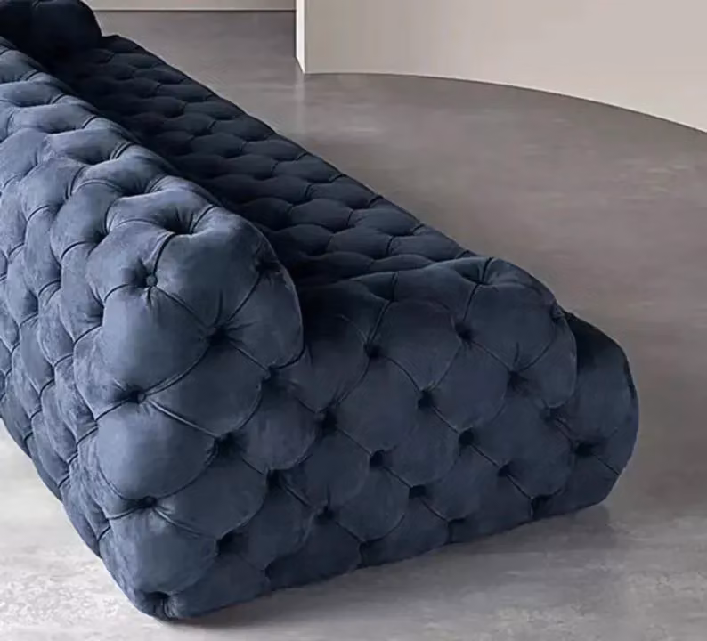 HOB Furniture Extra Depth Chesterfield Sofa in Blue, Width: 280 cm – 3