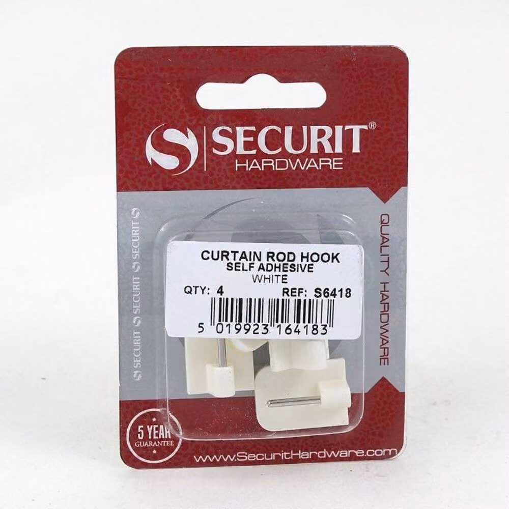 Securit White Plastic Curtain Hooks, Pack of 4 – 2