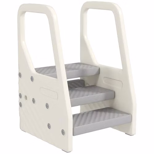 AIYAPLAY Kids Tower Adjustable 3 Step Kitchen Helper for 2-5 Years, Grey and White, W/D/H: 42.0 x 42.0 x 65.5 cm