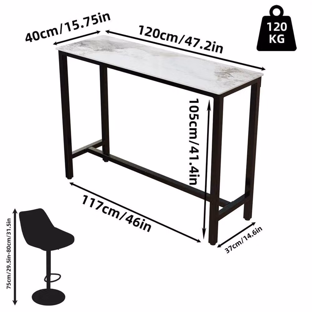 EONLION Modern Rectangular Dining Table with Glossy White Jade Marble Top – 1