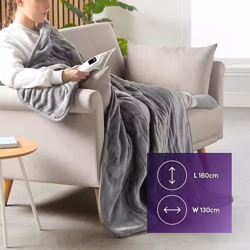 Emperial Luxury Heated Fleece Blanket in Grey, W/D/H: 160 x 130 cm – 6