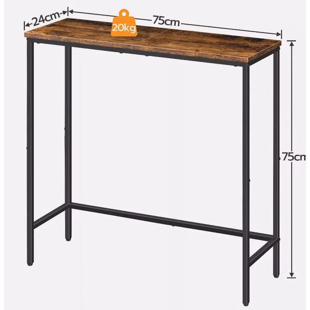EONLION Vintage Brown Console Table and Sofa Display Shelf with Metal and Wood Finish – 2