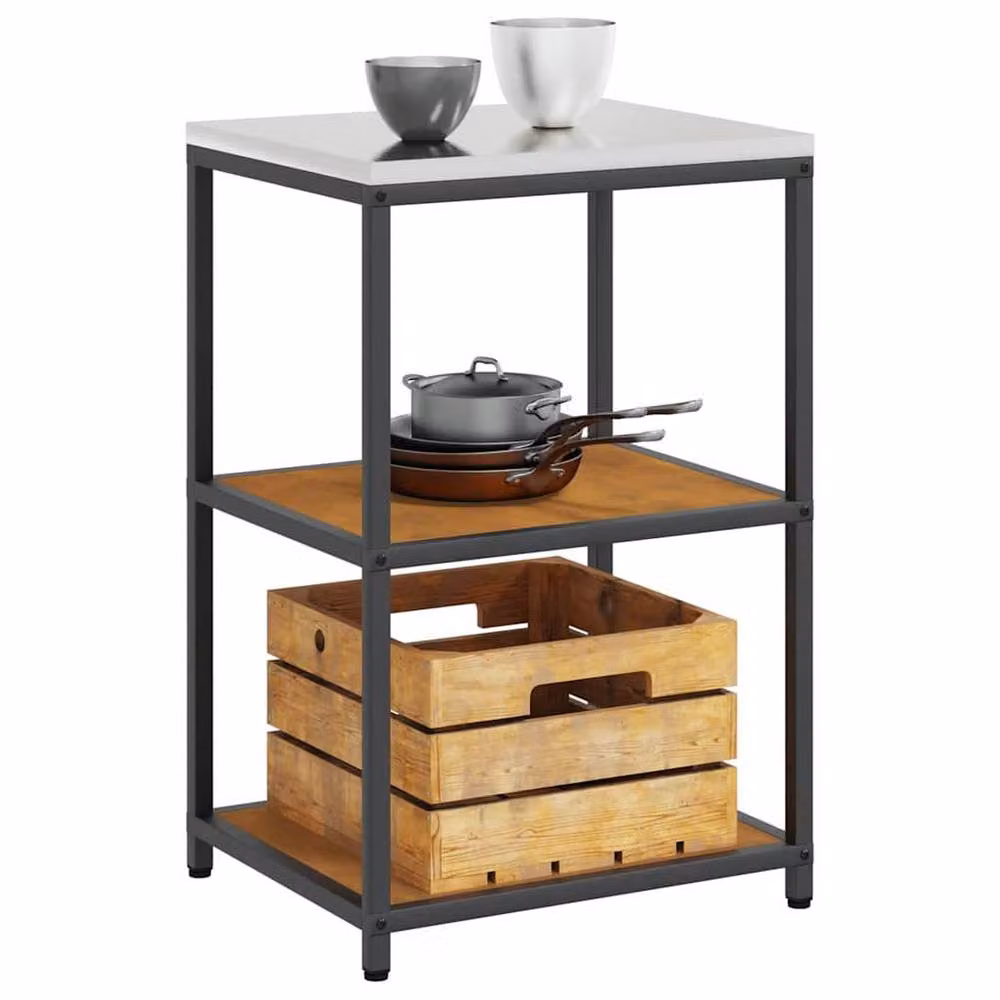 Berkfield Home Modern Kitchen Storage Shelf in Brown Rusty Weathering Steel – 3