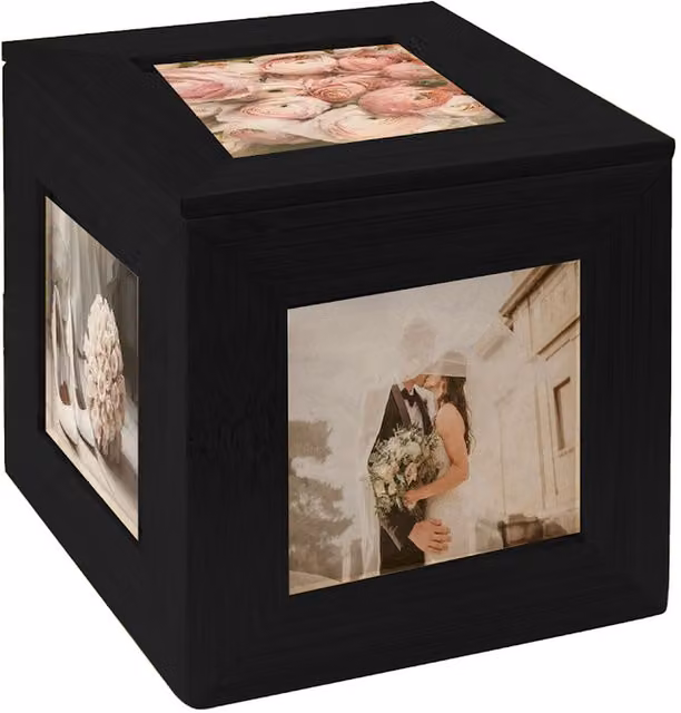 Maison & White Black Square Wood Photo Cube, W/D/H: 7.5 x 7.5 x 7.5 cm