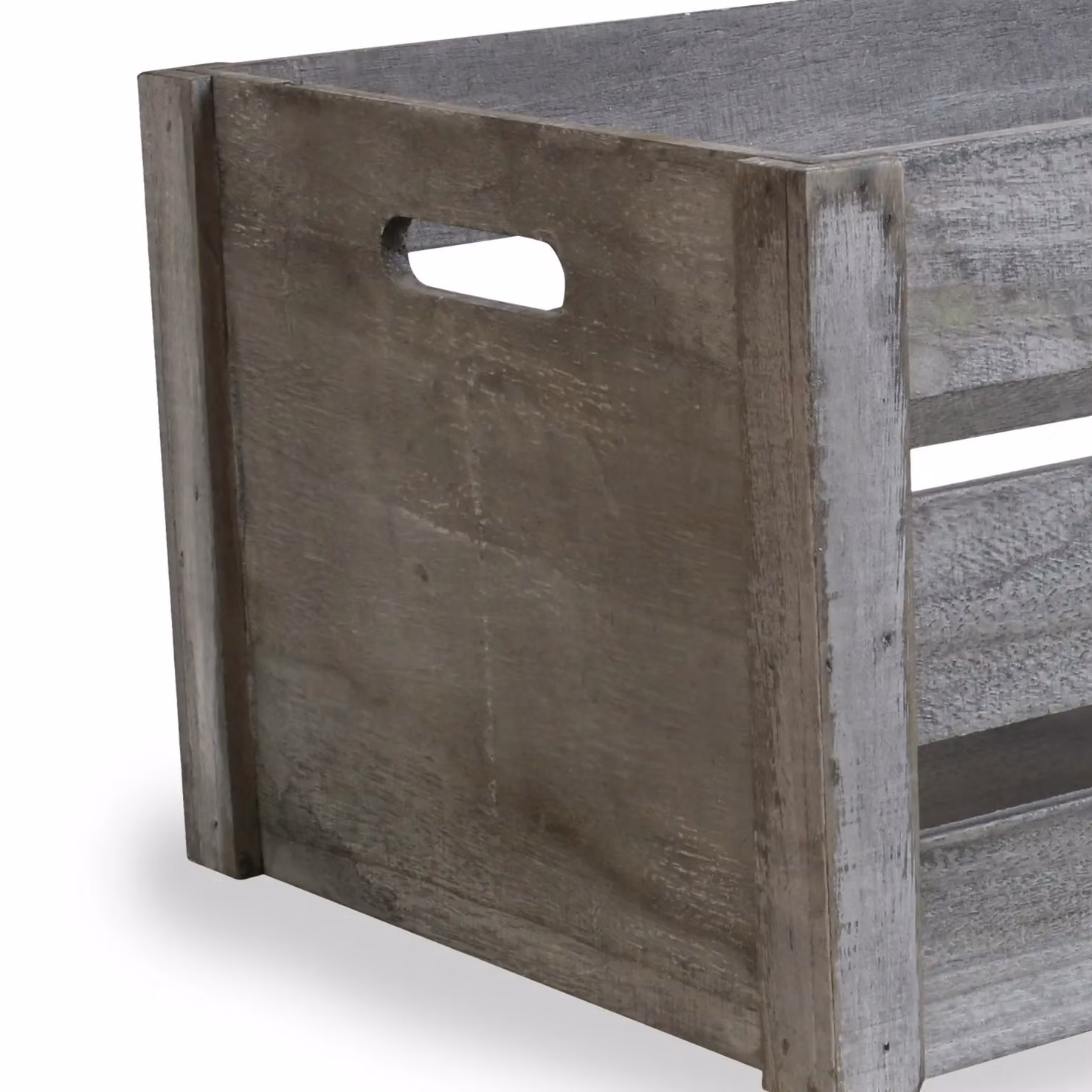 Red Hamper Deep Vintage Crate in Grey, Solid Wood, Medium – 2