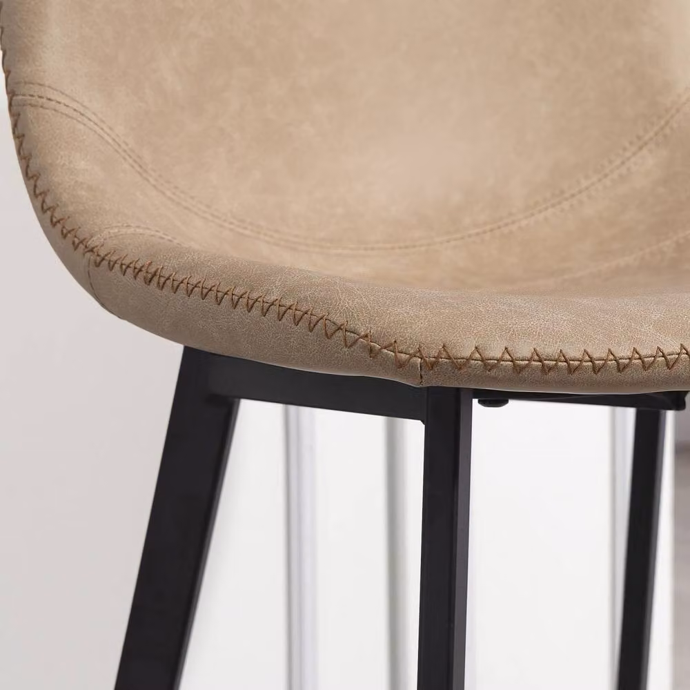 Wyld Haus Panato Set of 2 Modern Faux Leather and Metal Bar Stools in Brown and Black – 6