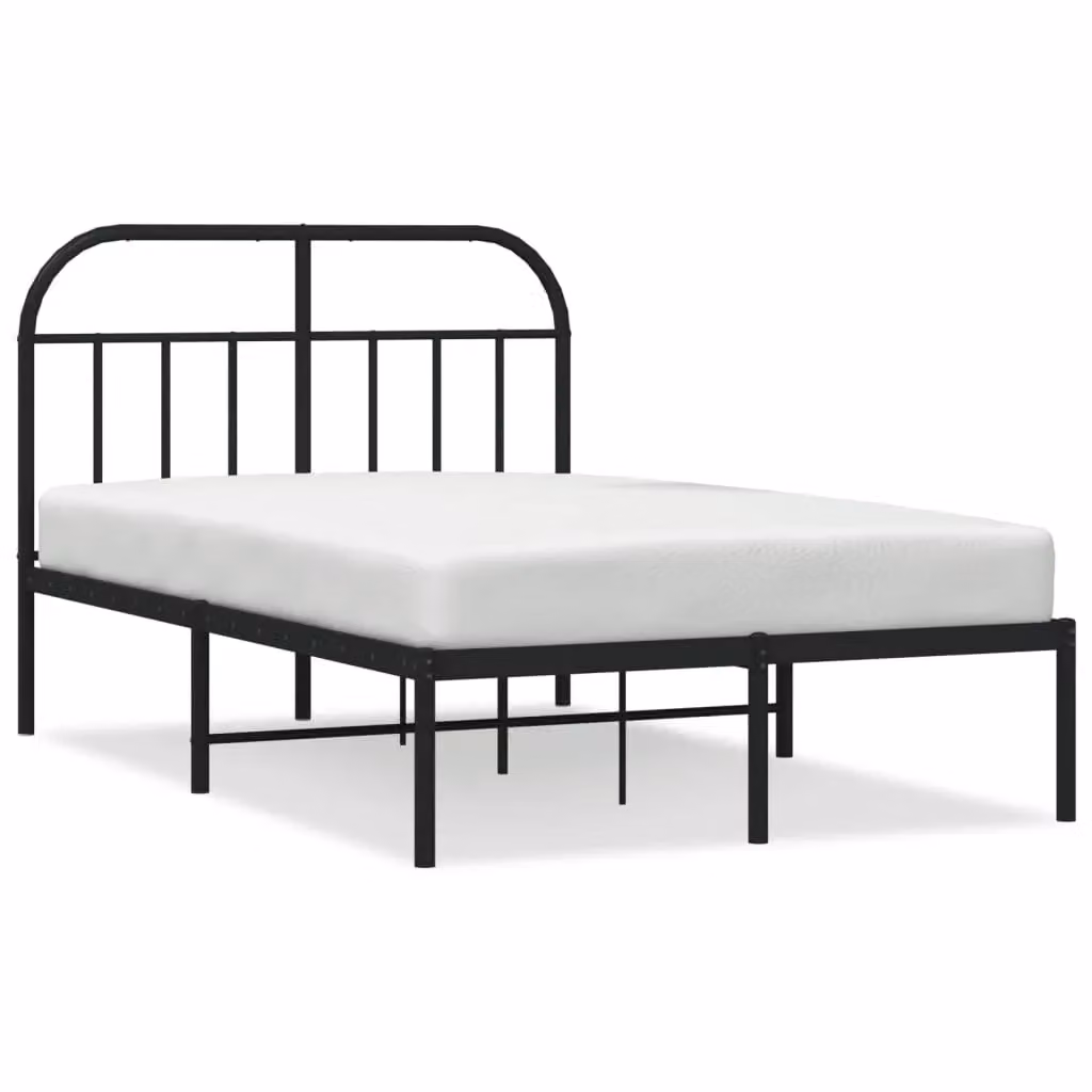 Berkfield Home Metal Bed Frame with Headboard in Black, W/D/H: 120 x 200 cm – 2